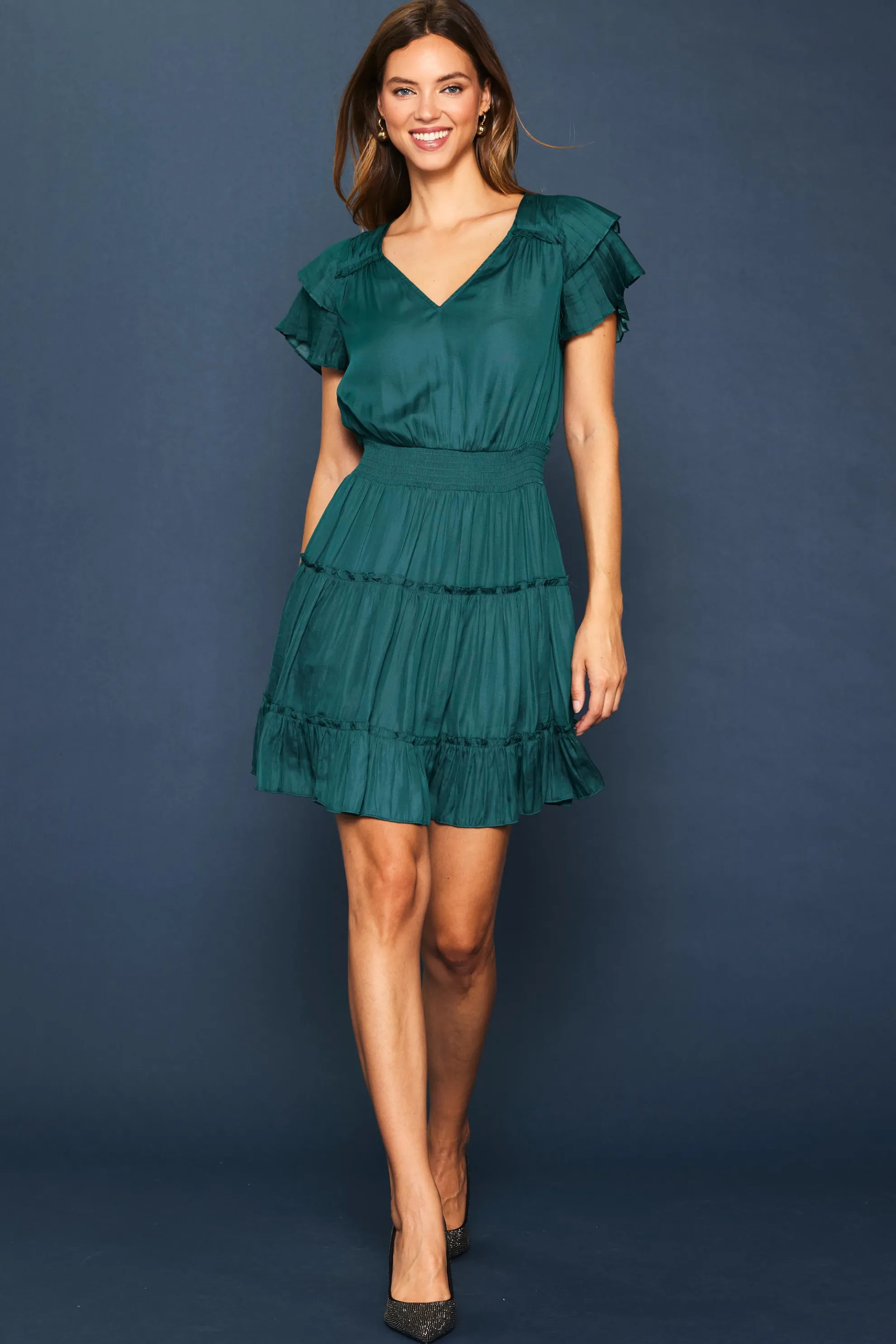 Maya Short Sleeve Ruffled Mini Dress