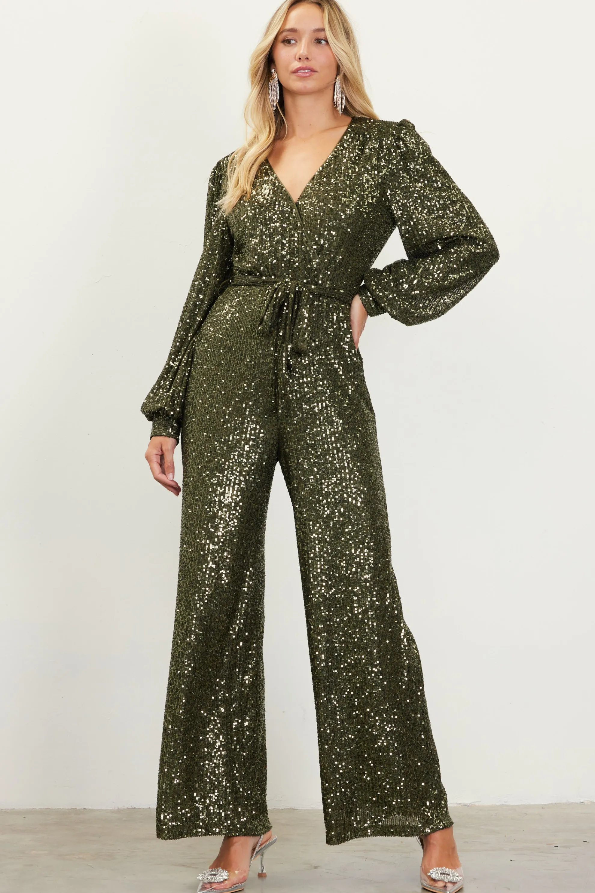 Sequin Wrap Jumpsuit