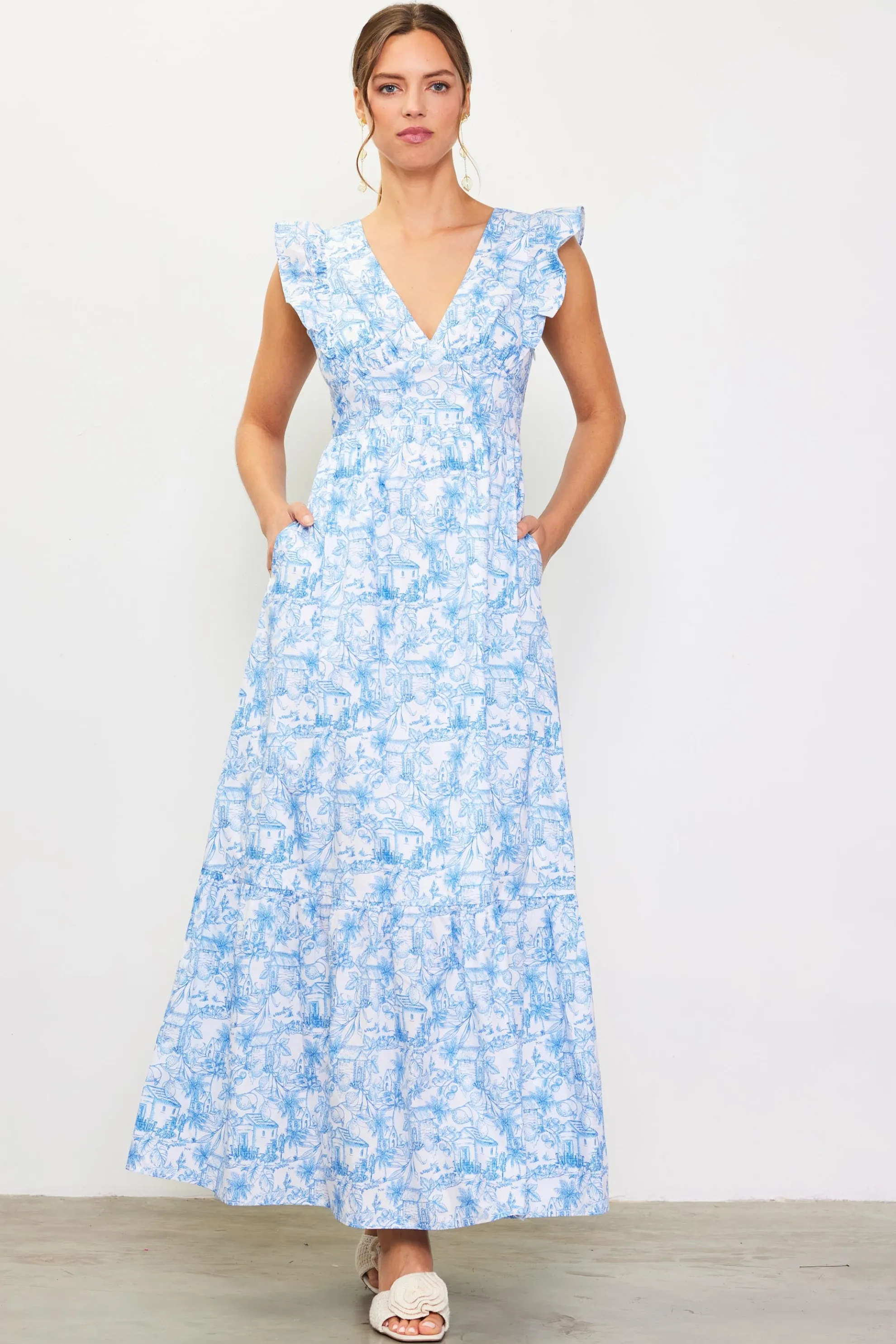 Daphne Floral Print Ruffled Maxi Dress
