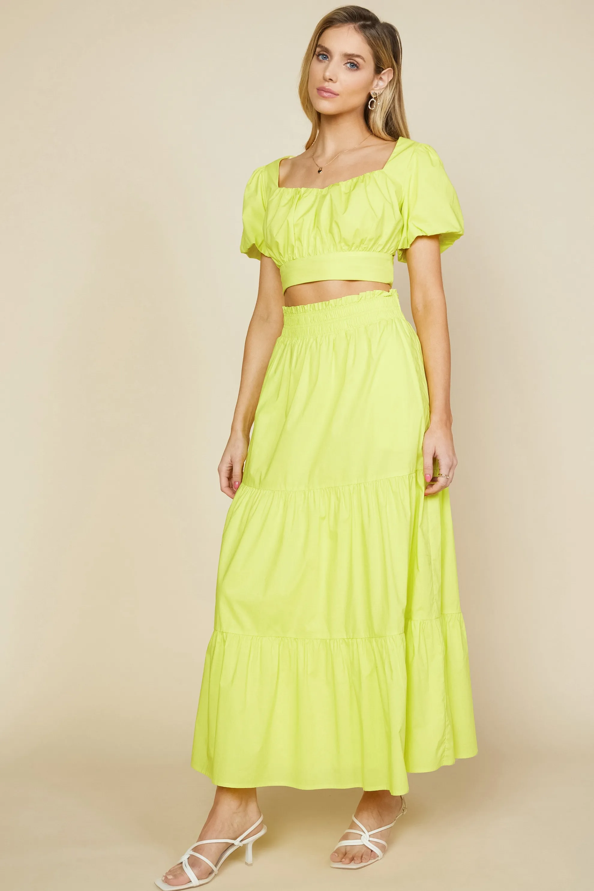 Poplin Tiered Maxi Skirt