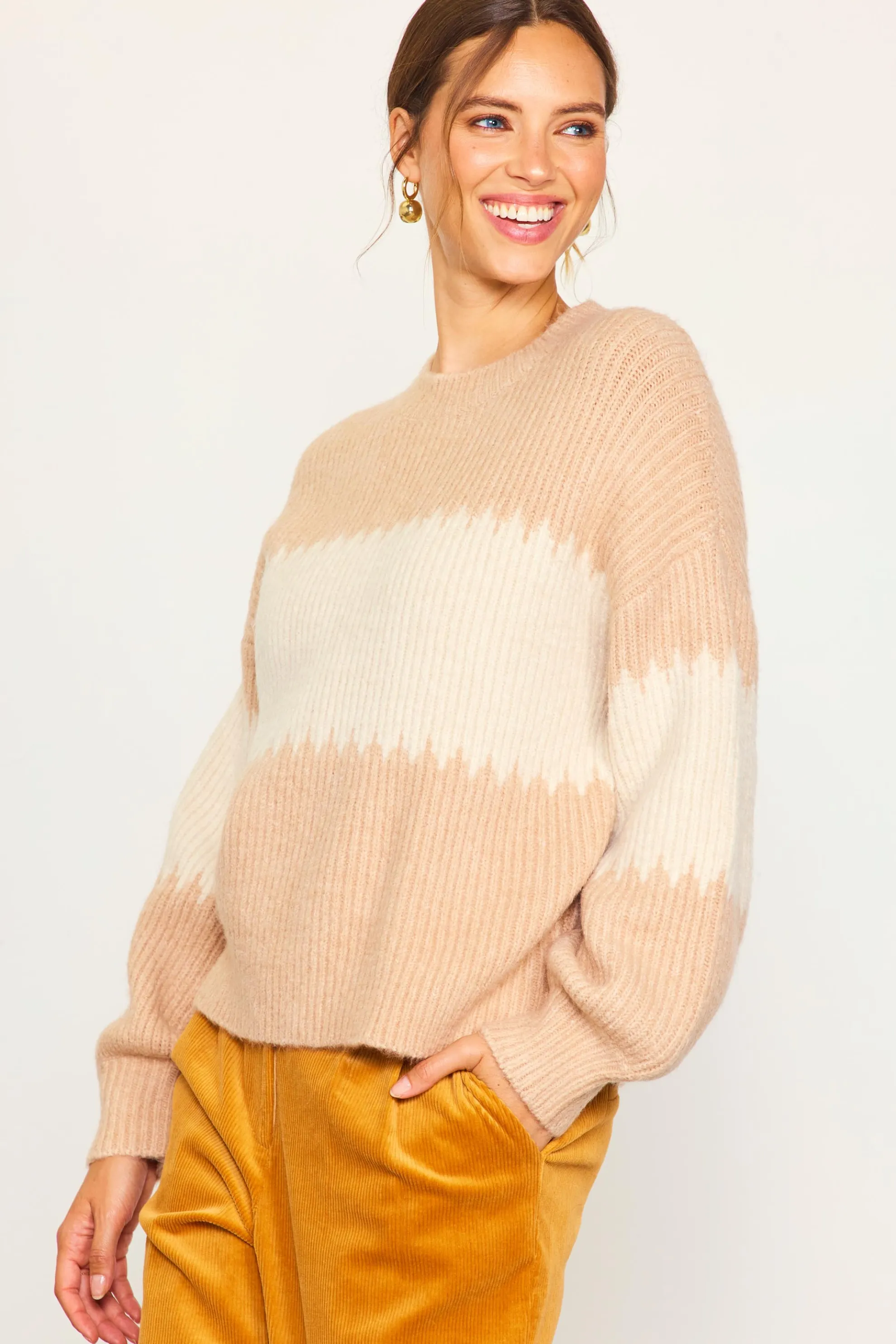 Two Tone Mock Neck Sweater