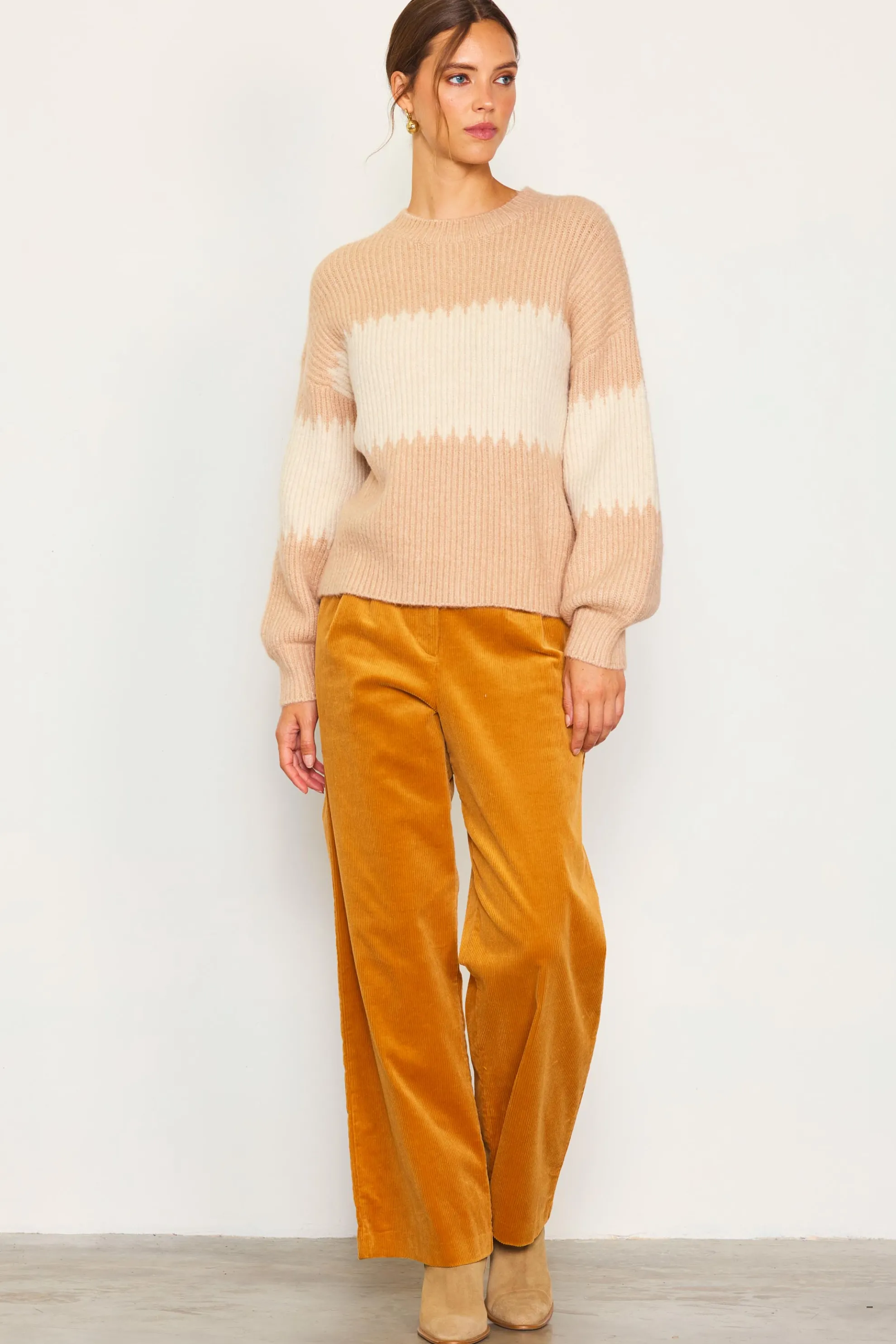 Two Tone Mock Neck Sweater