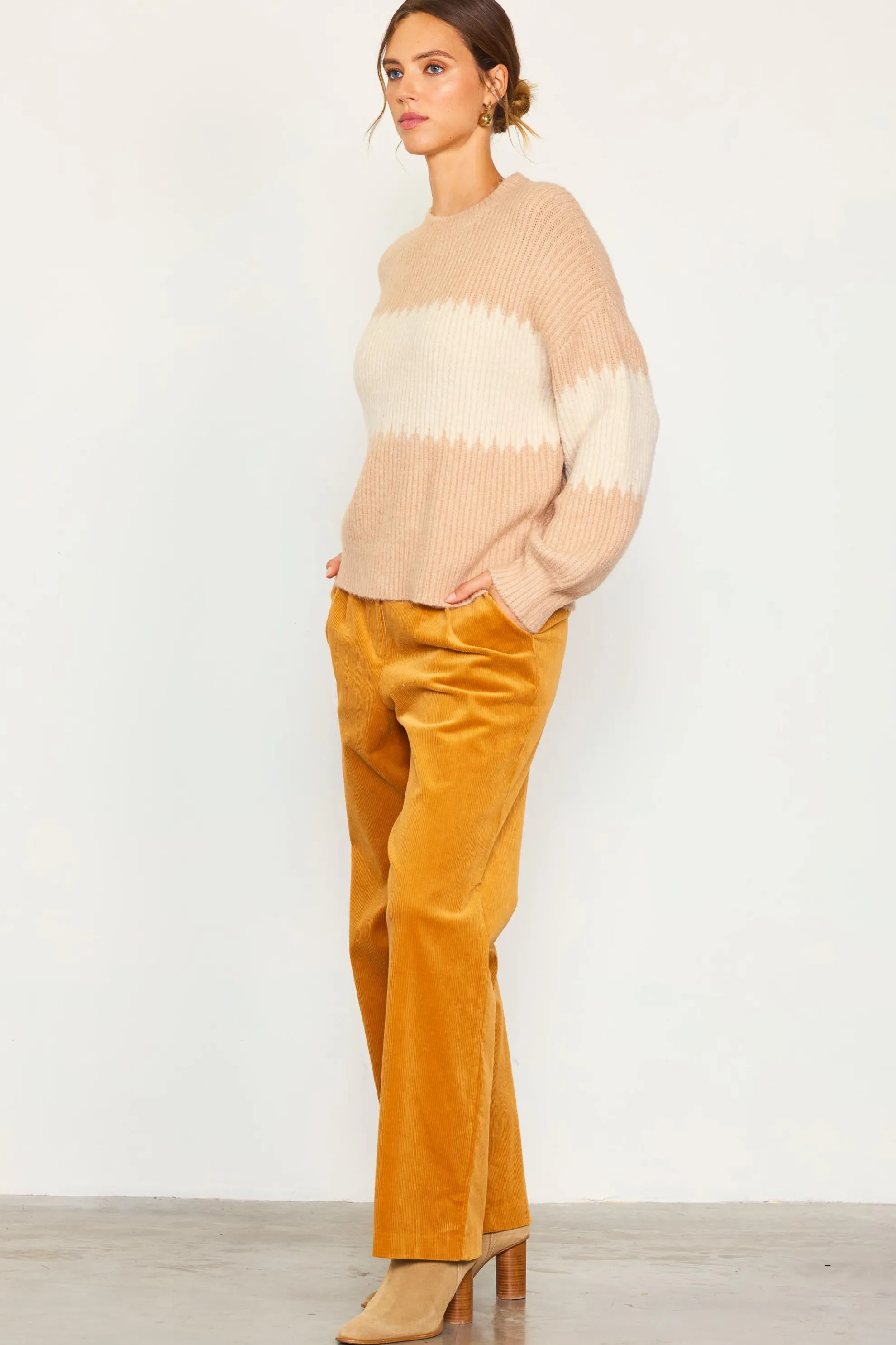 Two Tone Mock Neck Sweater