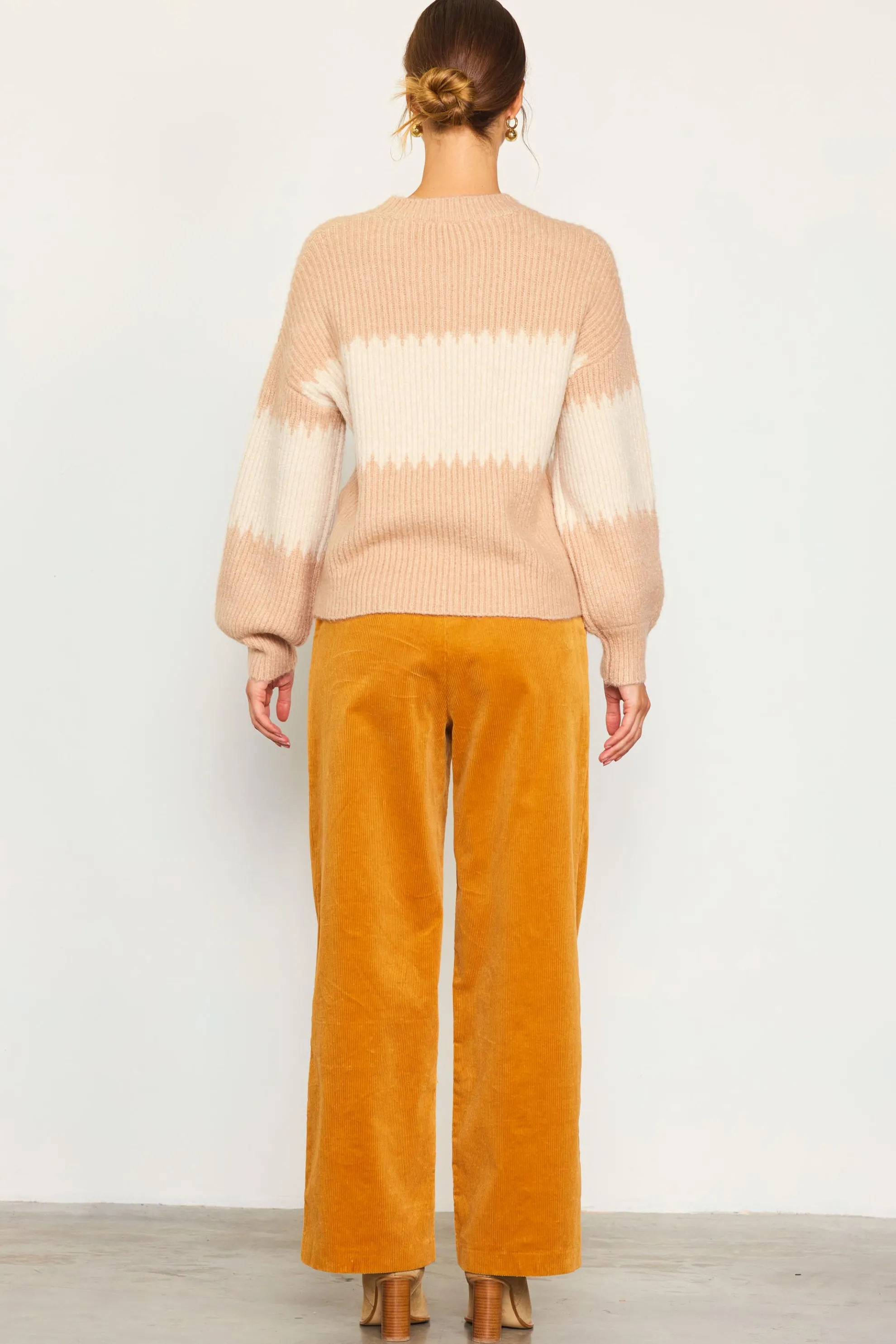 Two Tone Mock Neck Sweater