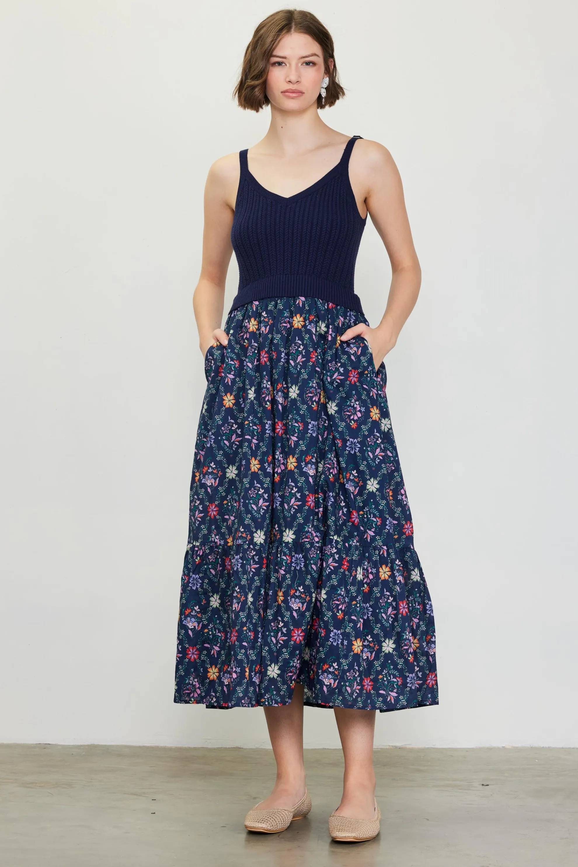 Amelia Floral Print Midi Dress