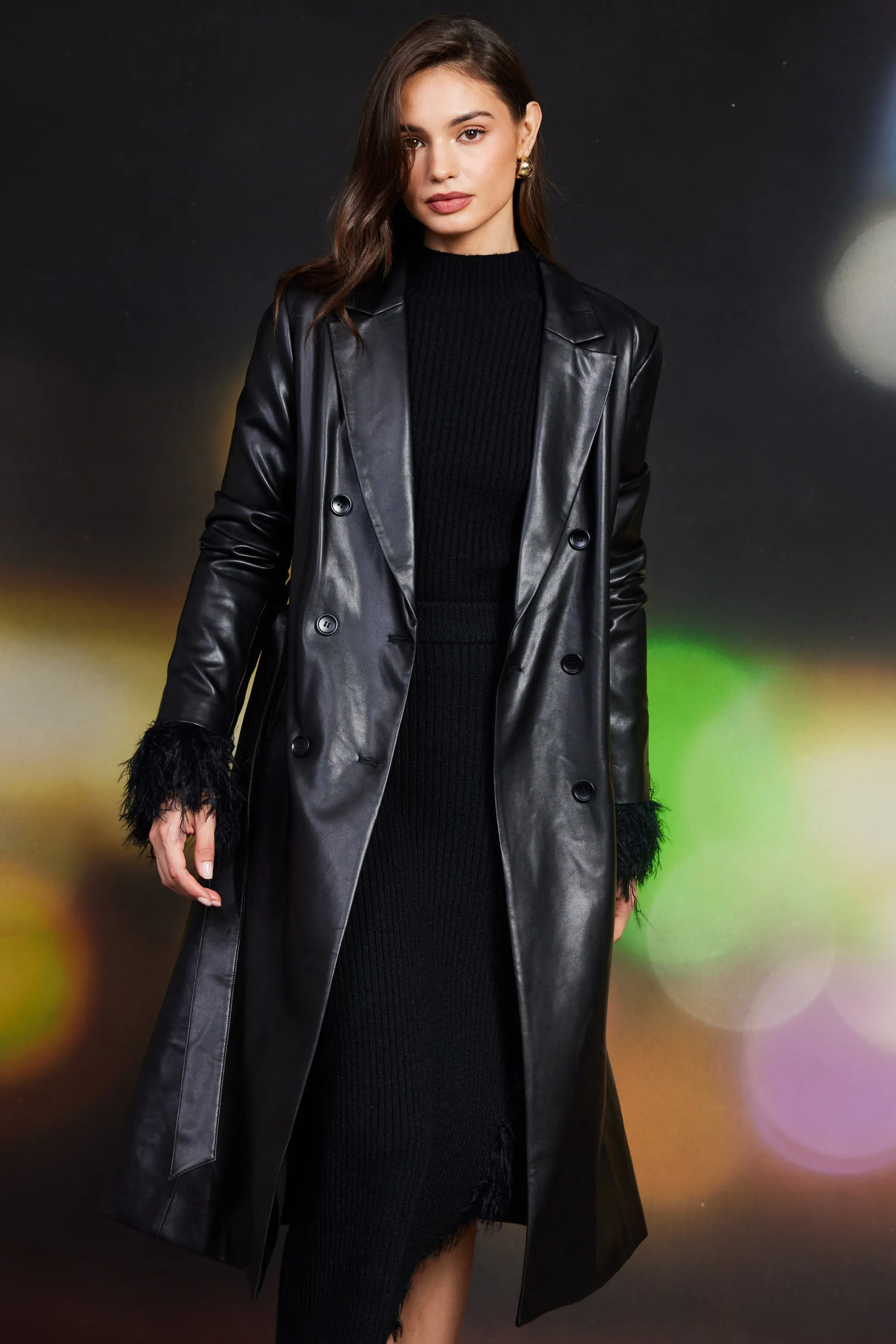Vegan Leather Trench Coat
