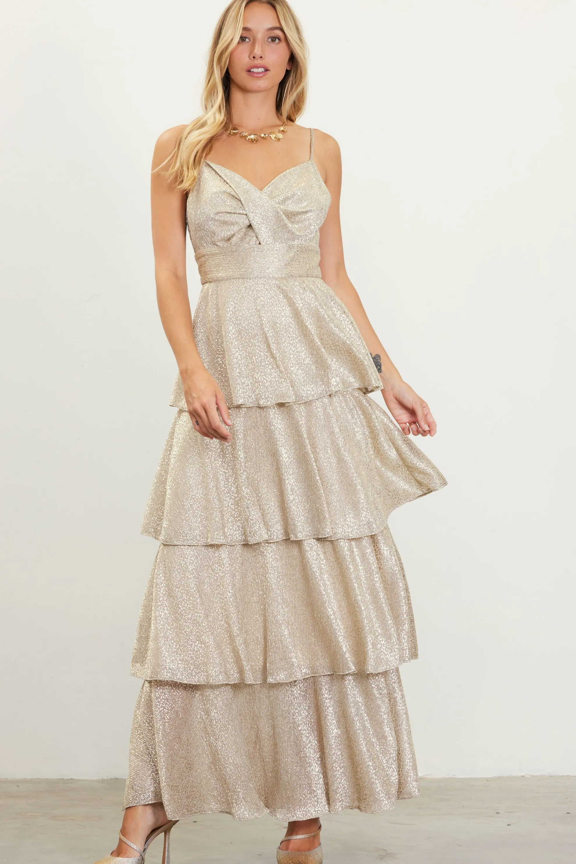 Lurex Tiered Maxi Dress