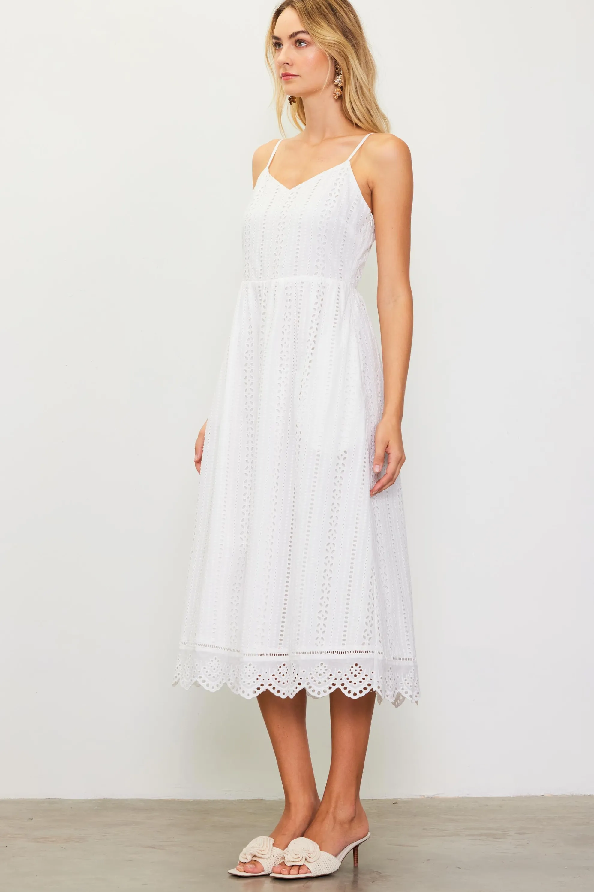 Eyelet Lace Midi Dress