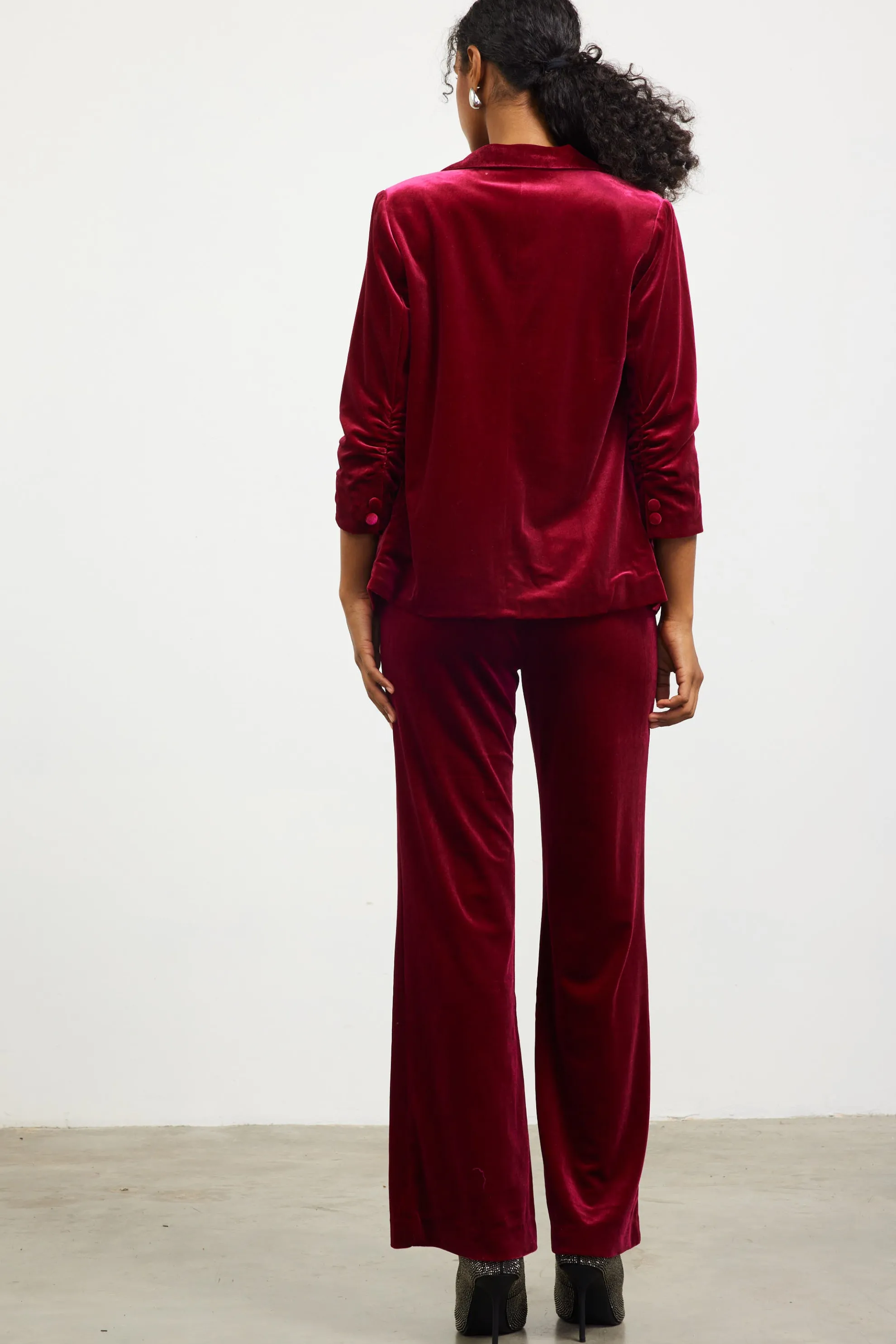 Ruched Velvet Blazer