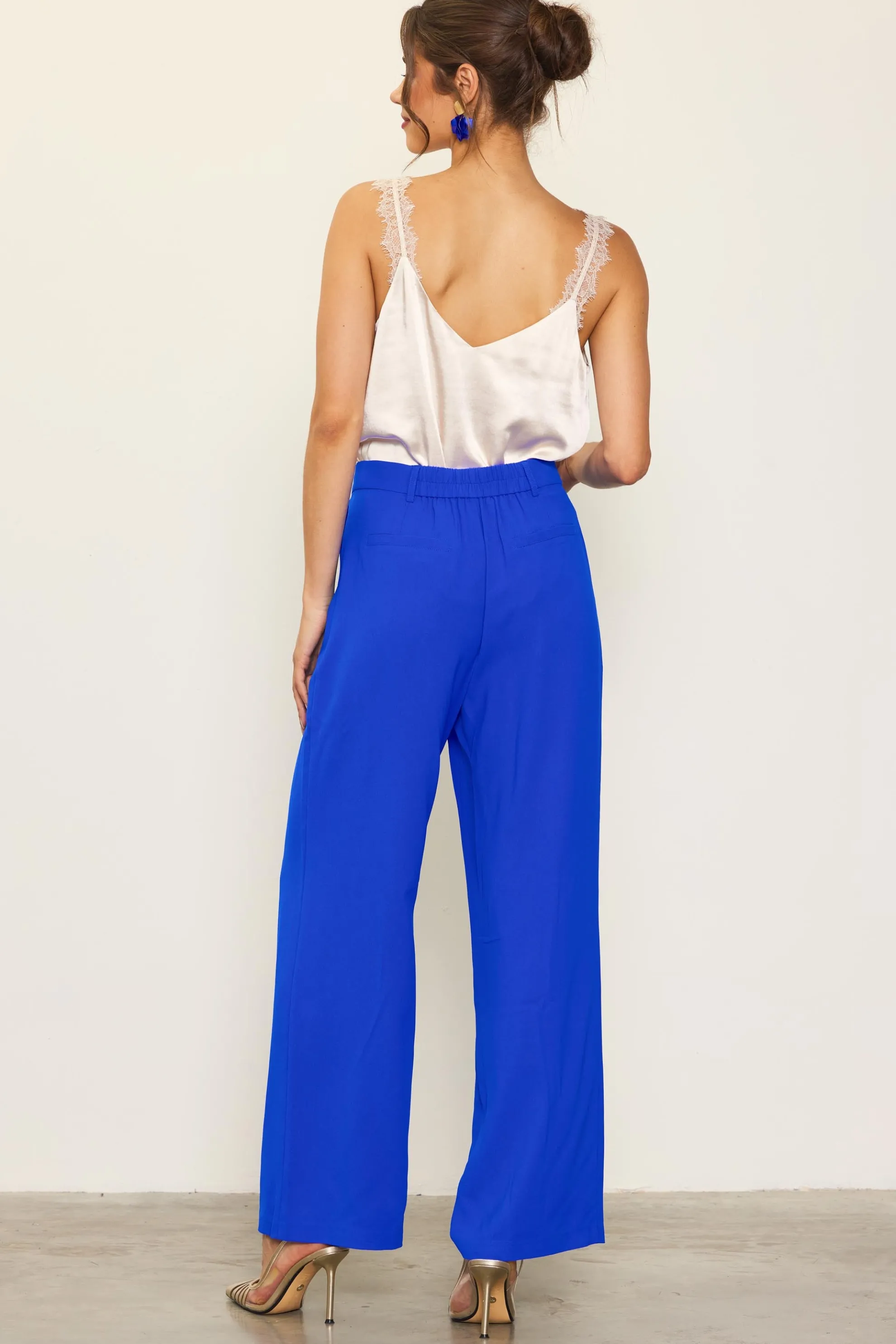 Pintuck Wide Leg Trousers