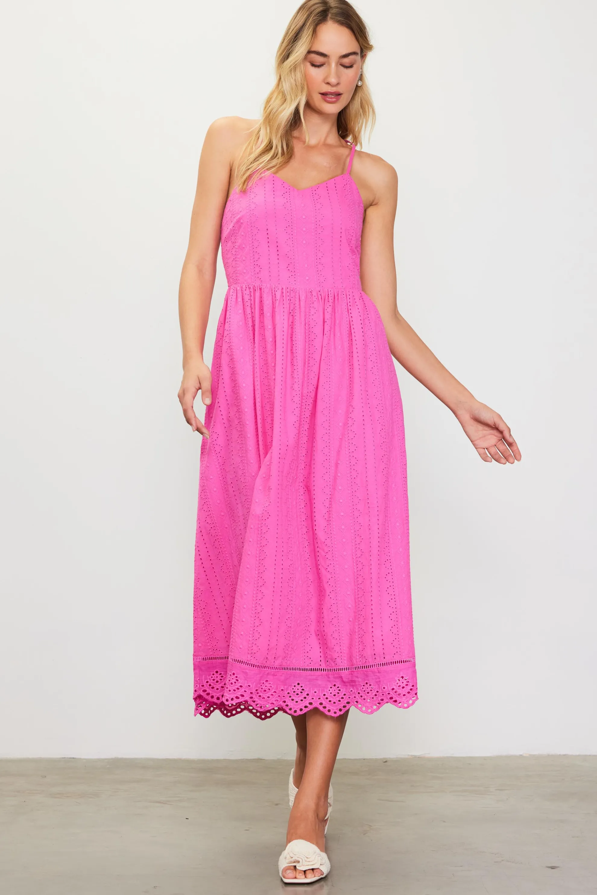 Eyelet Lace Midi Dress