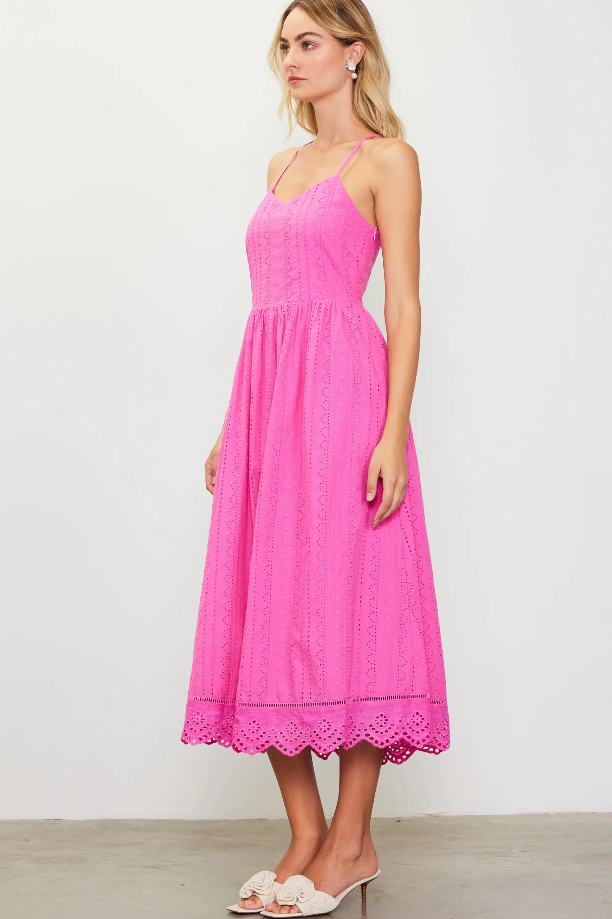 Eyelet Lace Midi Dress