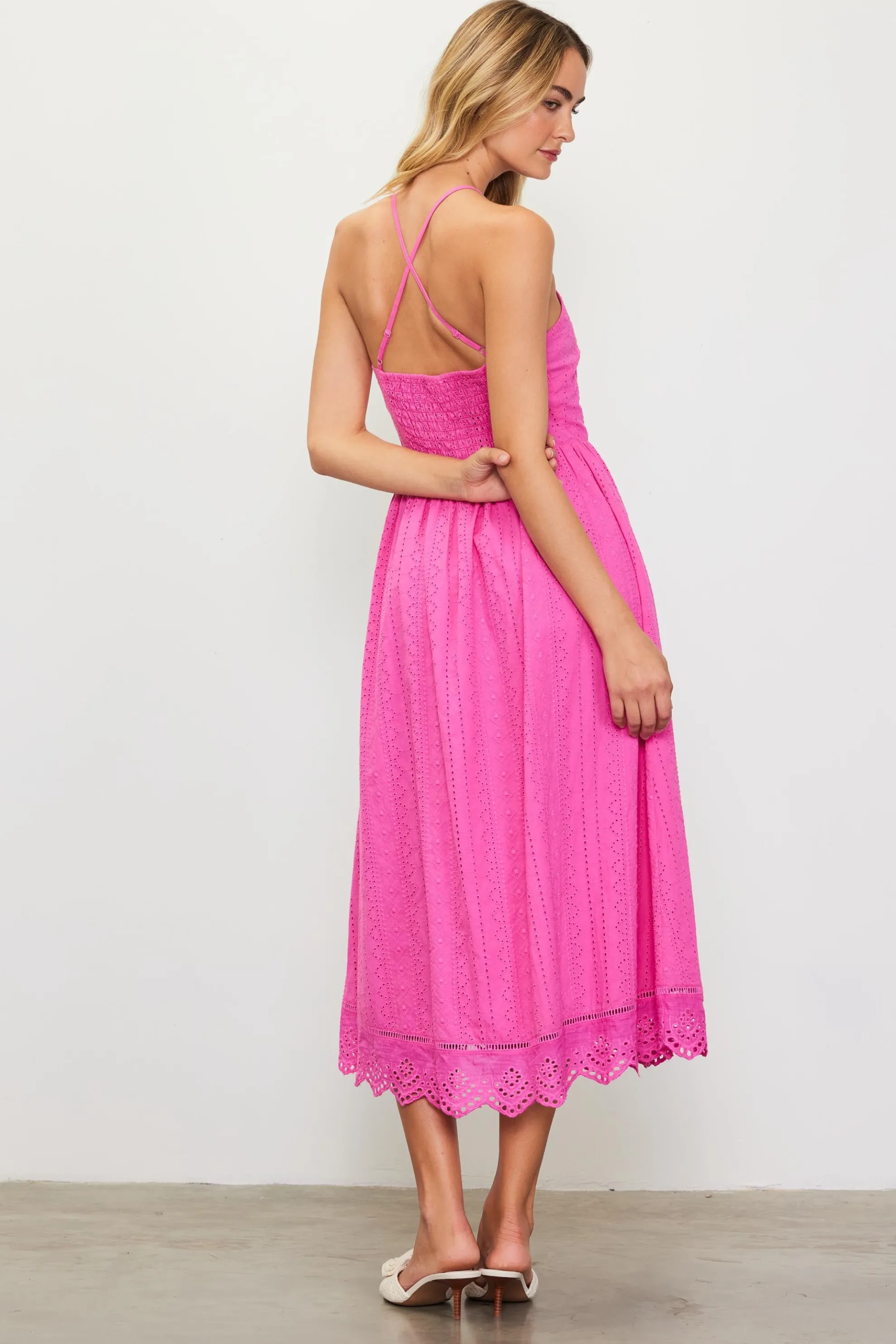 Eyelet Lace Midi Dress