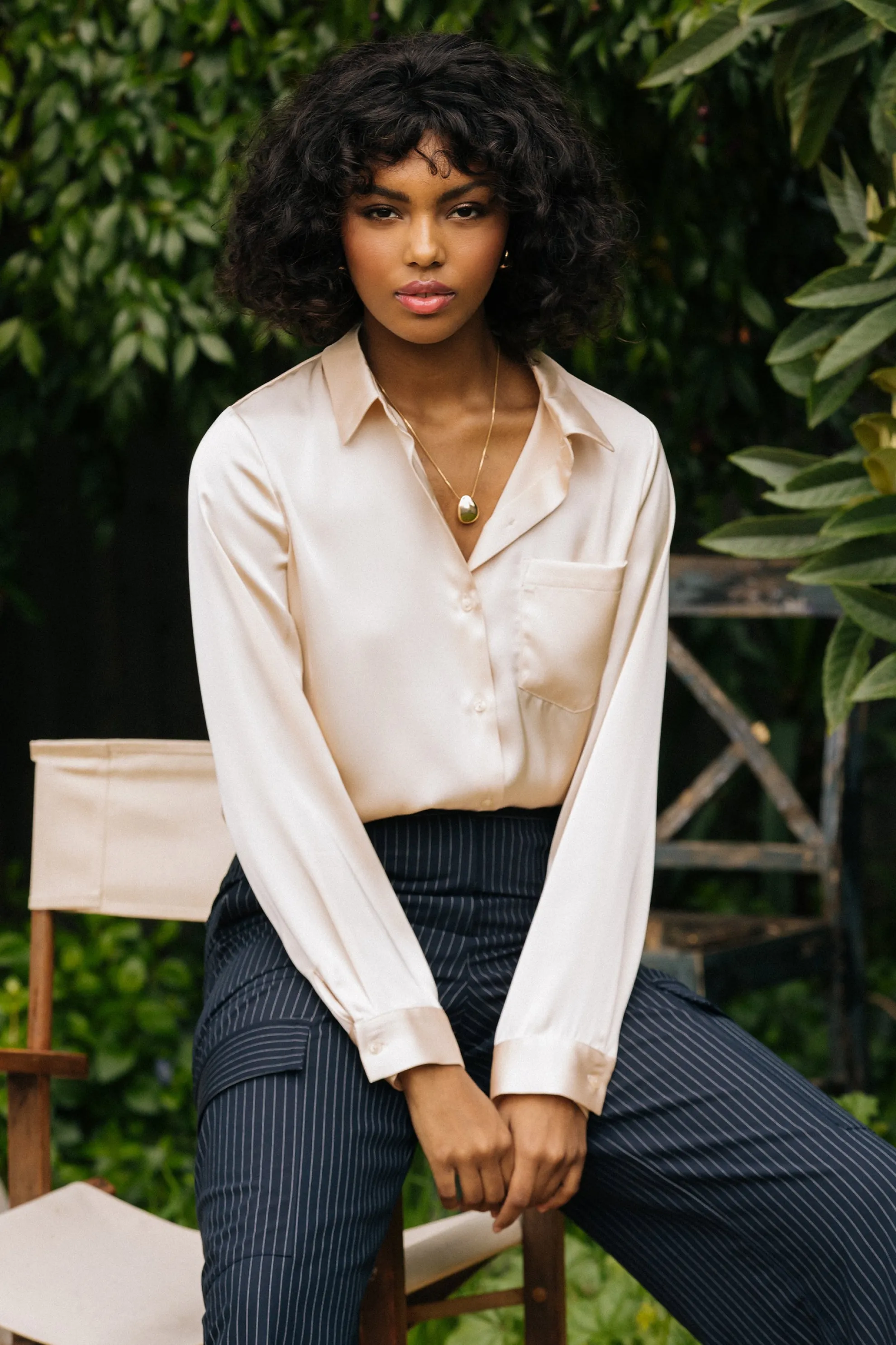 Satin Button Down Top