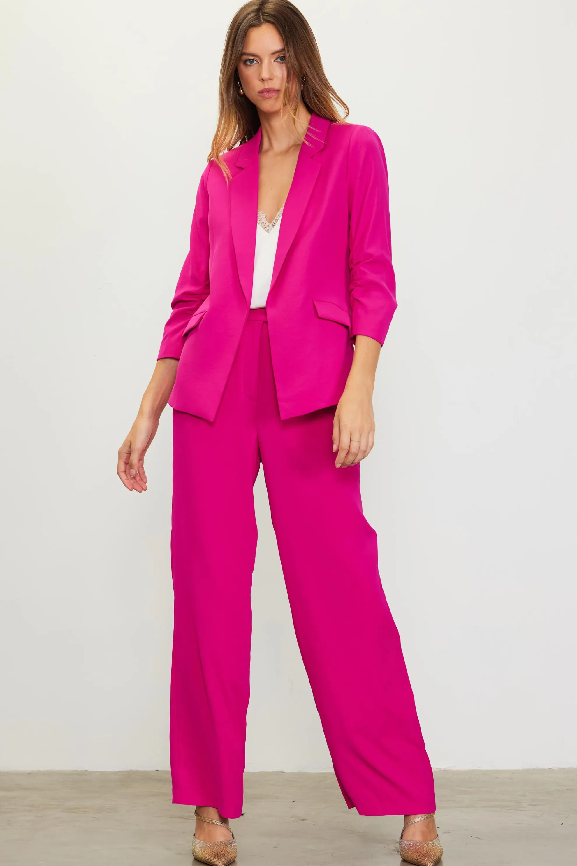 Recycled Shirred Sleeve Blazer