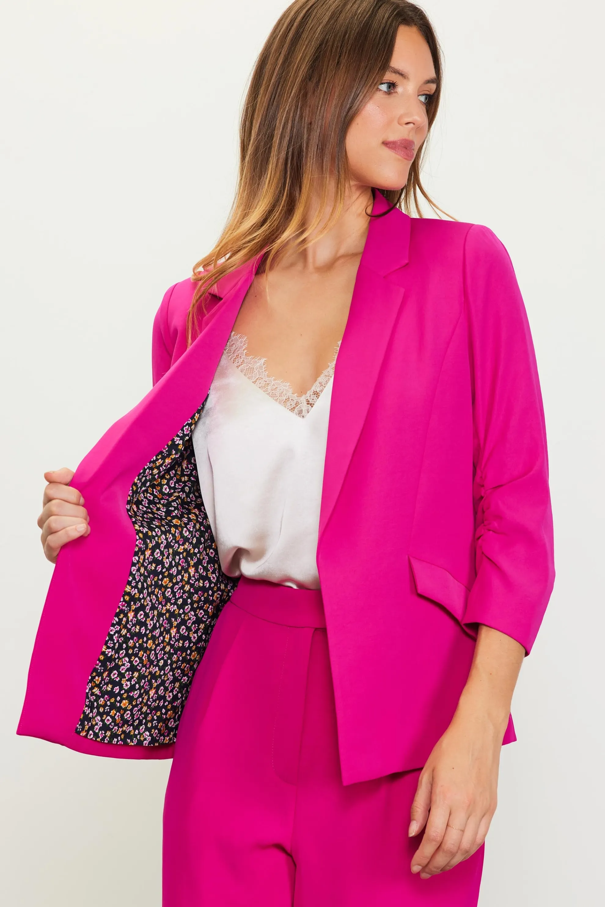 Recycled Shirred Sleeve Blazer