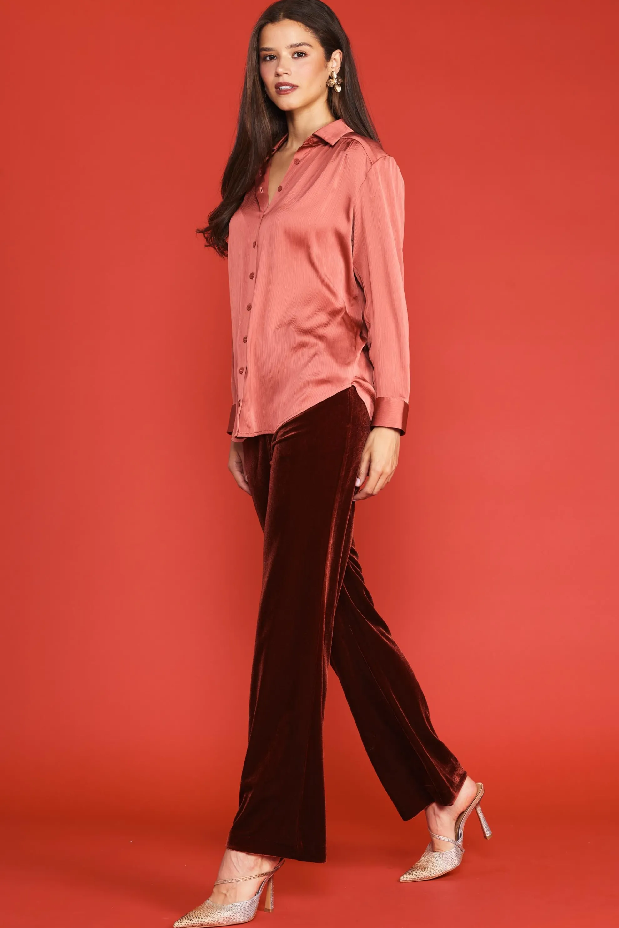 Recycled Crinkle Satin Buttondown