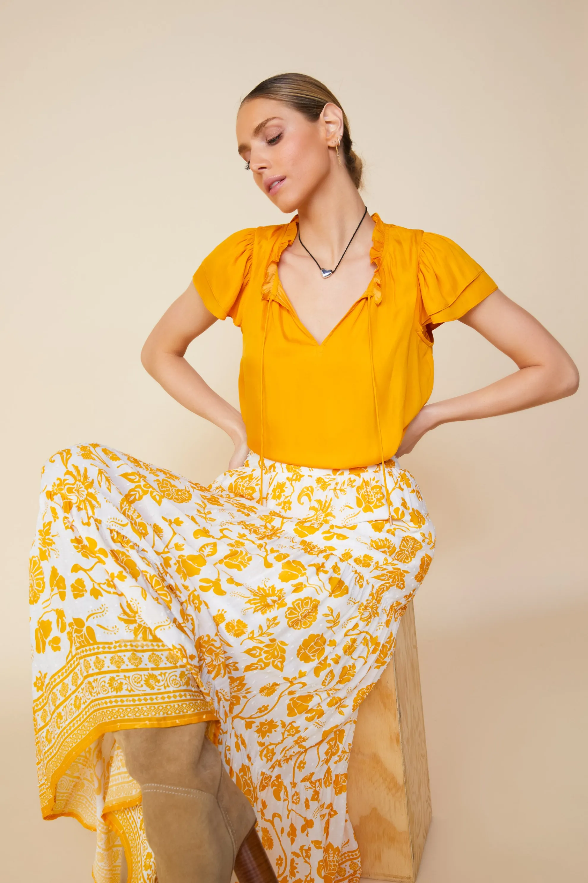 Border Print Maxi Skirt