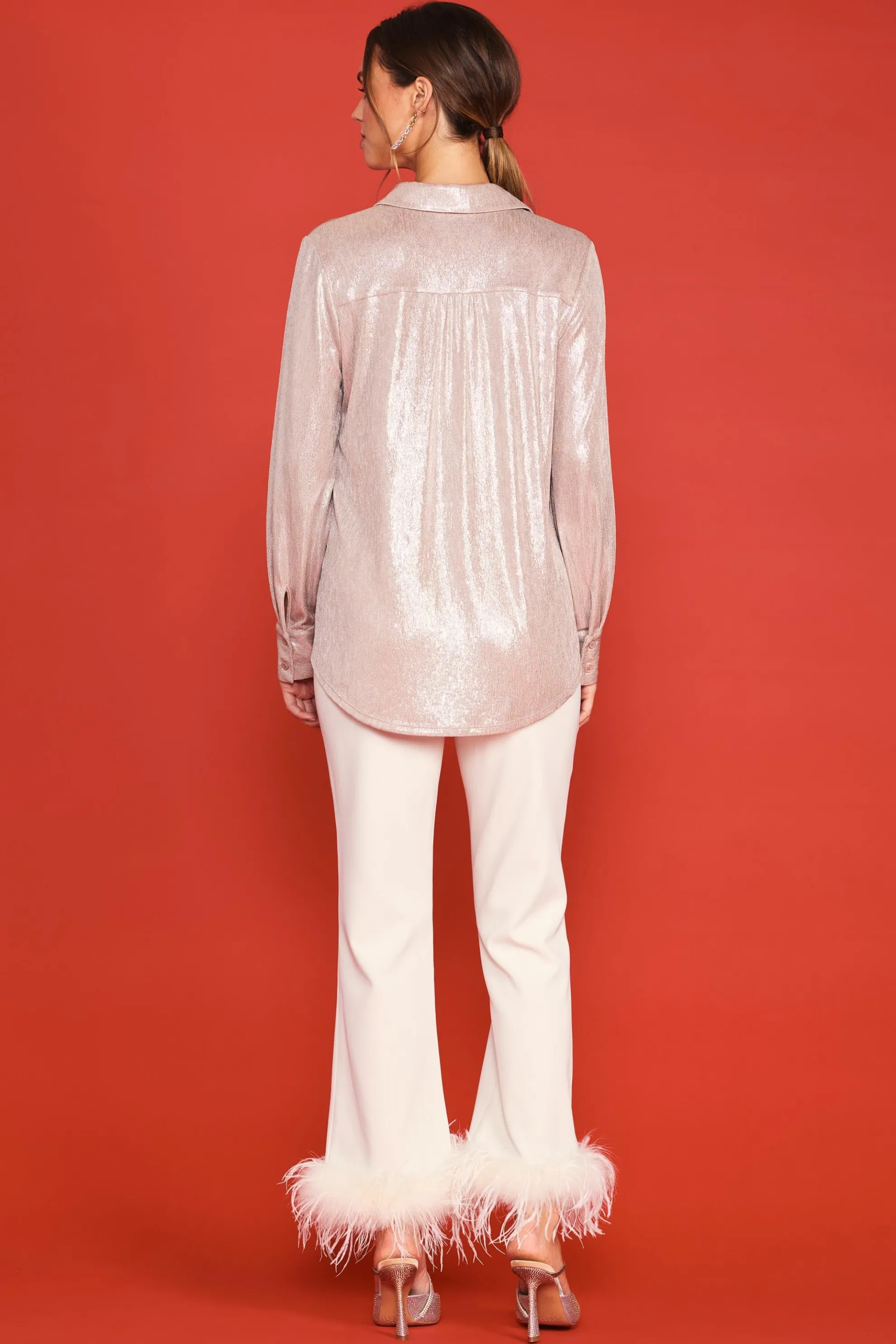 Metallic Foil Button Down Shirt