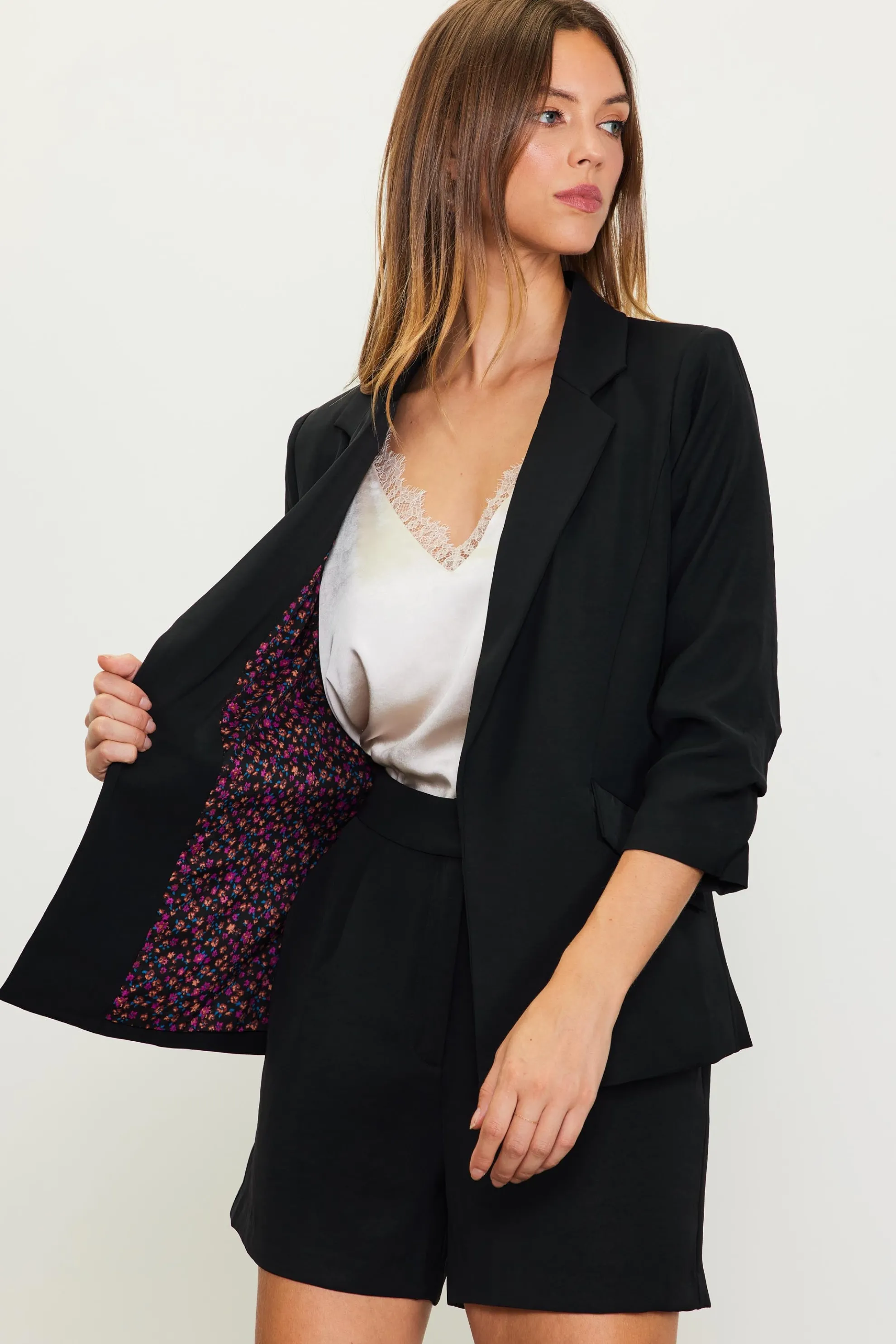 Recycled Shirred Sleeve Blazer