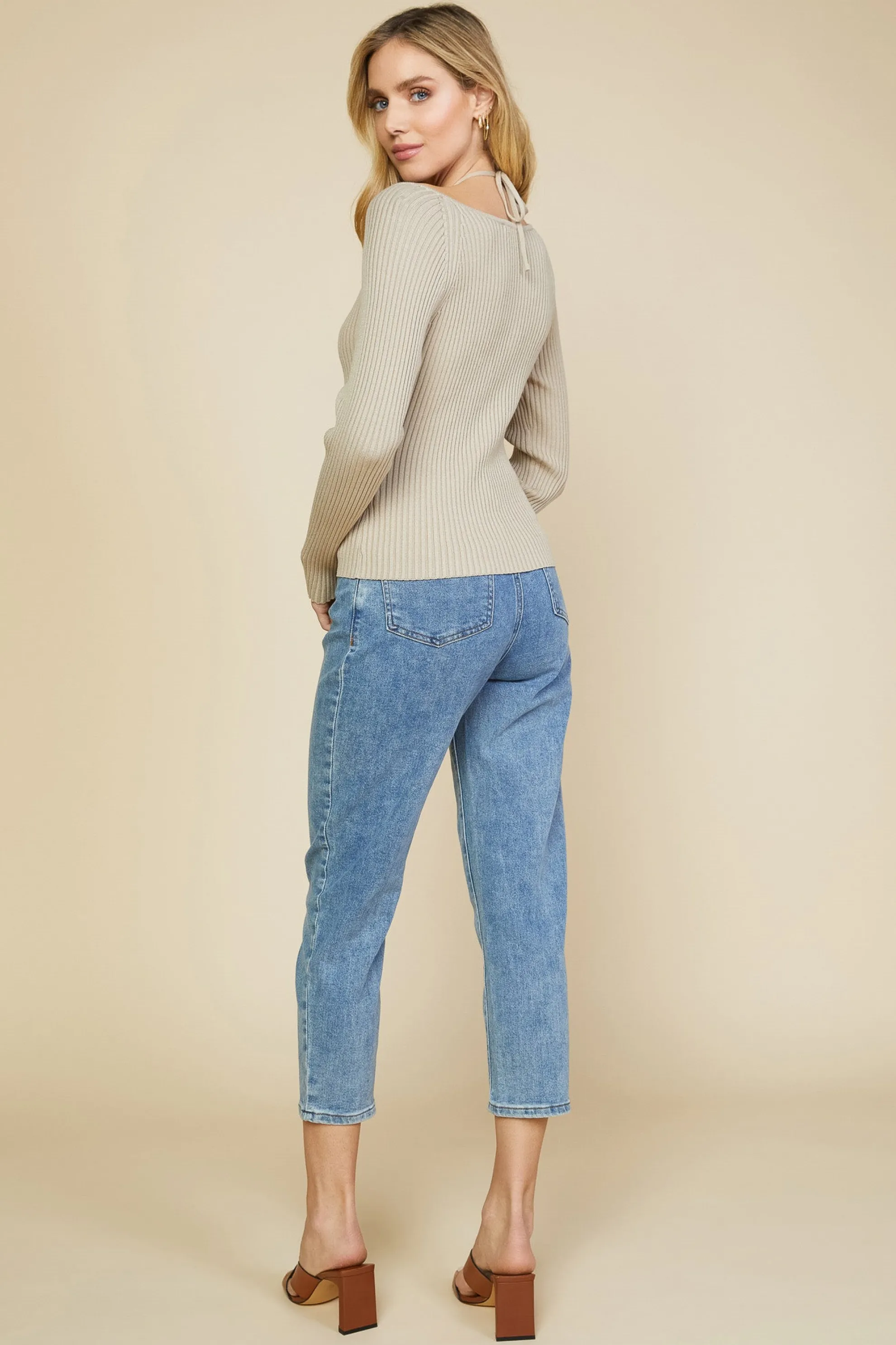 Strappy Halter Ribbed Sweater