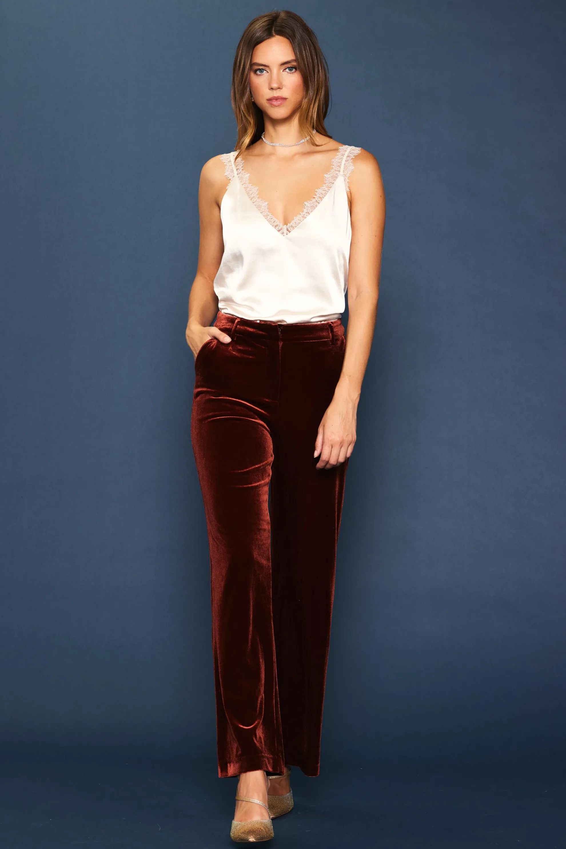 Velvet Wide Leg Pants