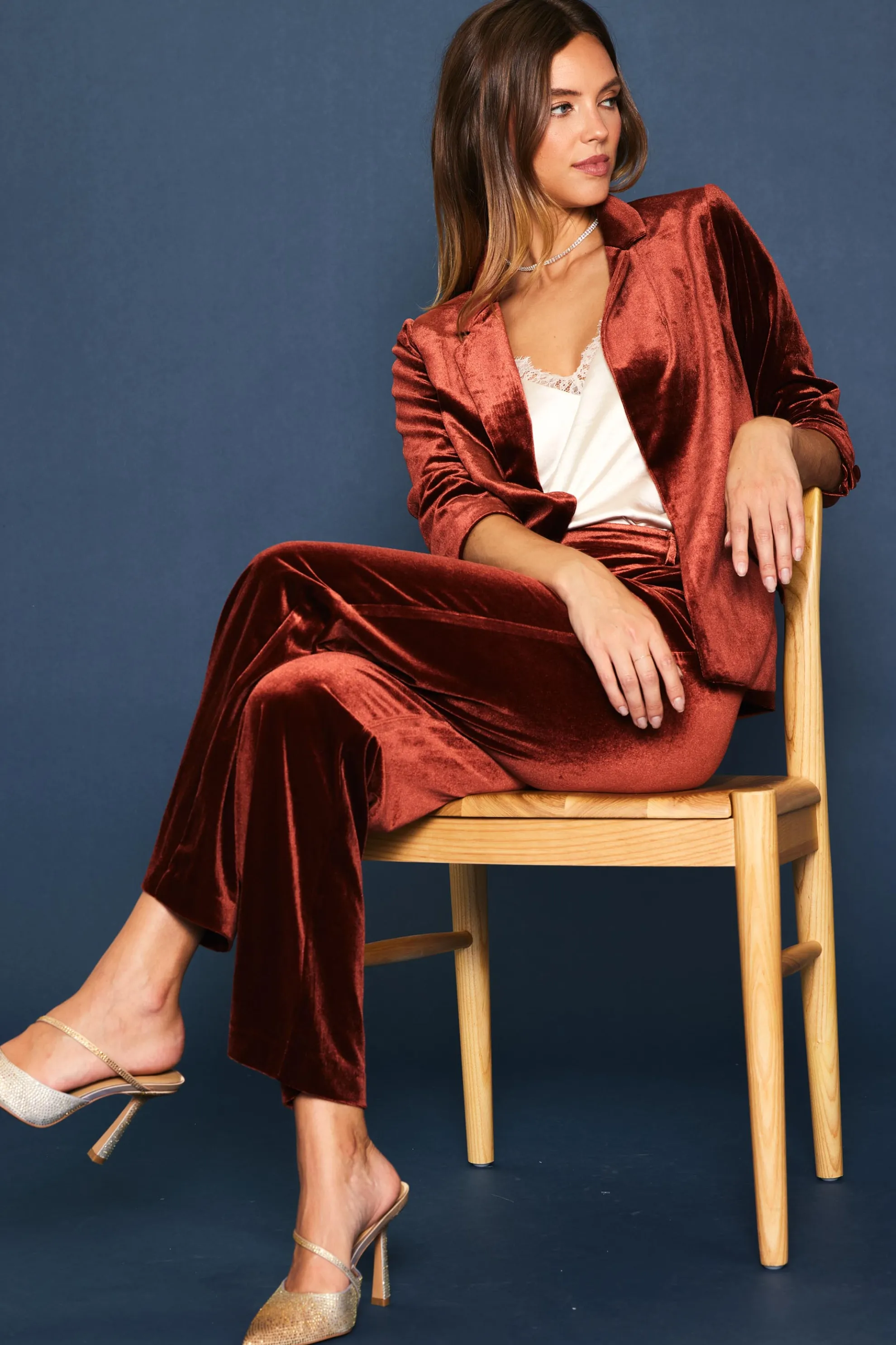 Velvet Wide Leg Pants