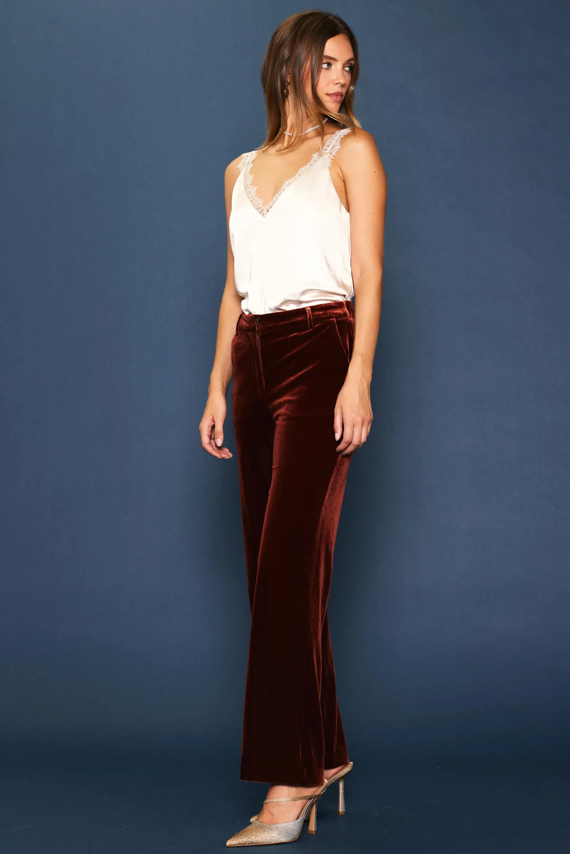 Velvet Wide Leg Pants