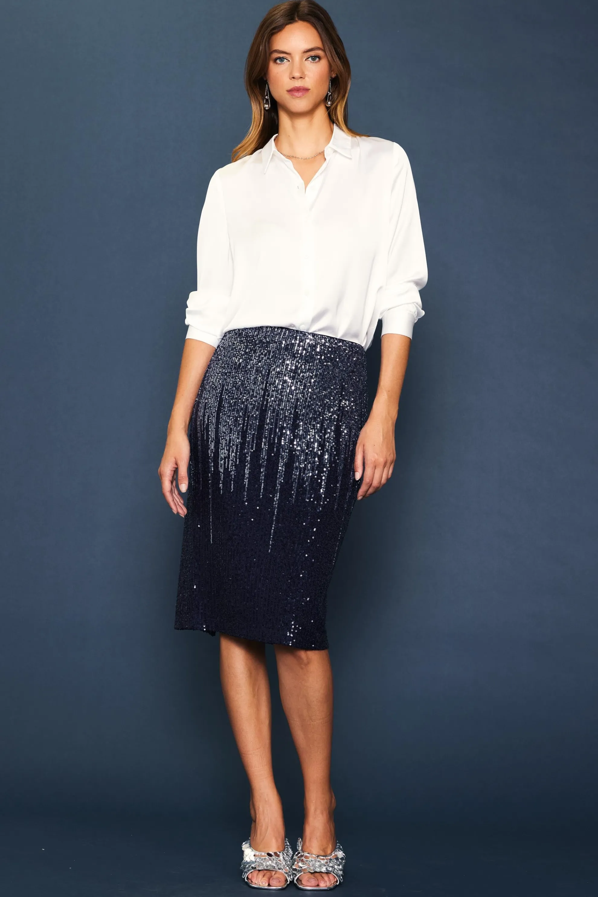 Ombre Sequin Midi Skirt