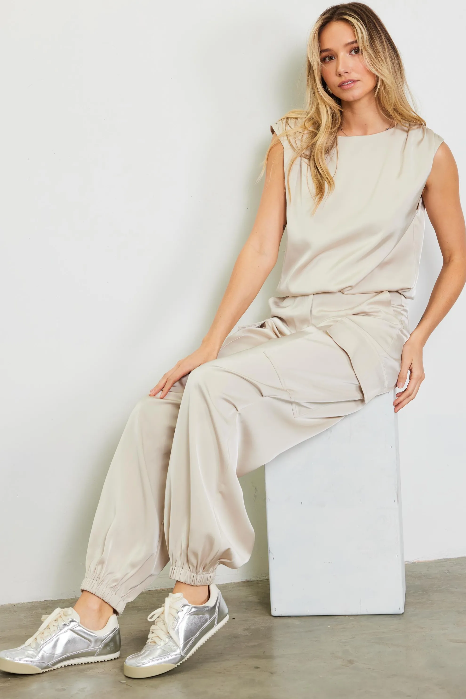 Satin Cargo Pants