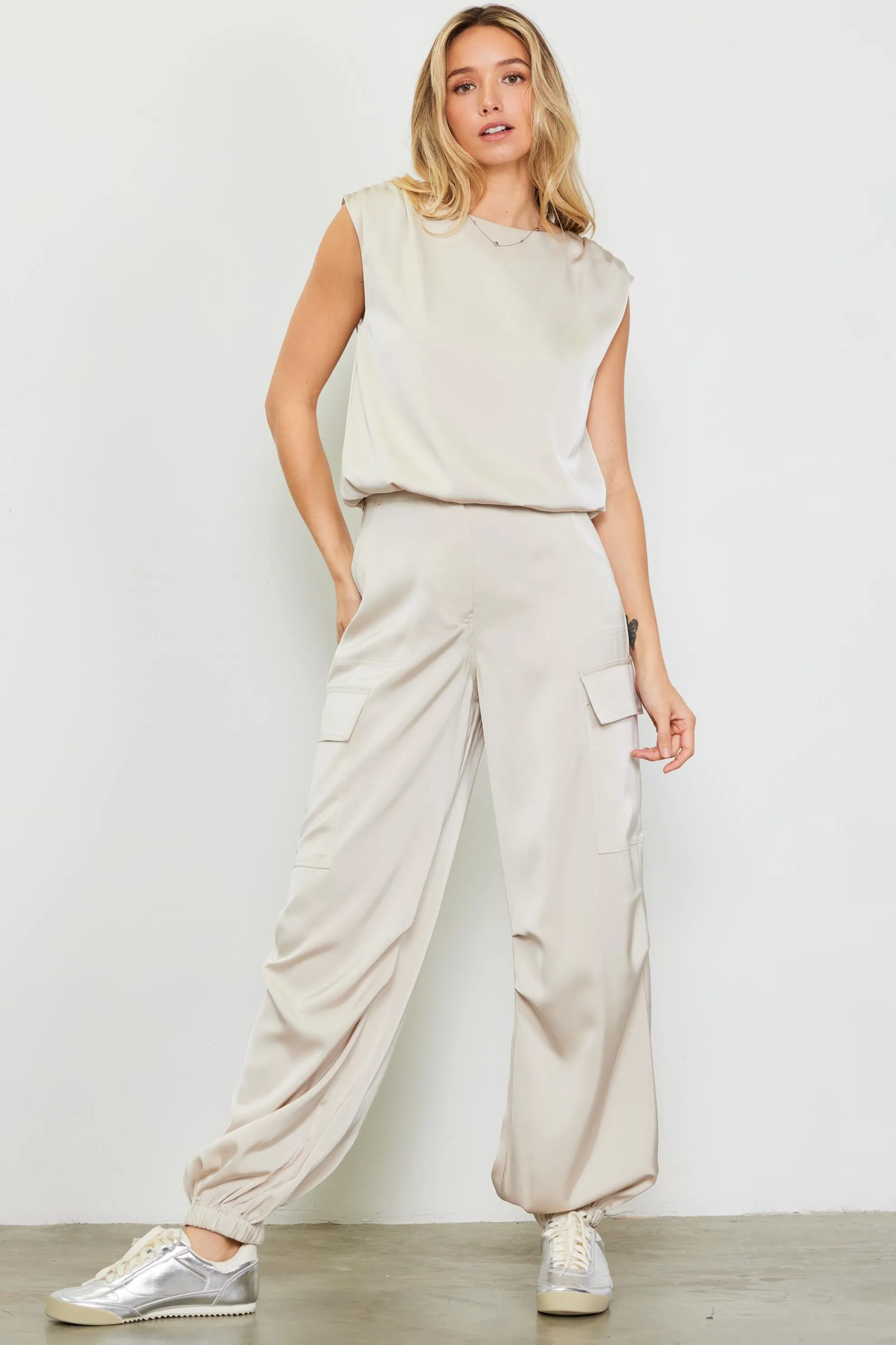 Satin Cargo Pants