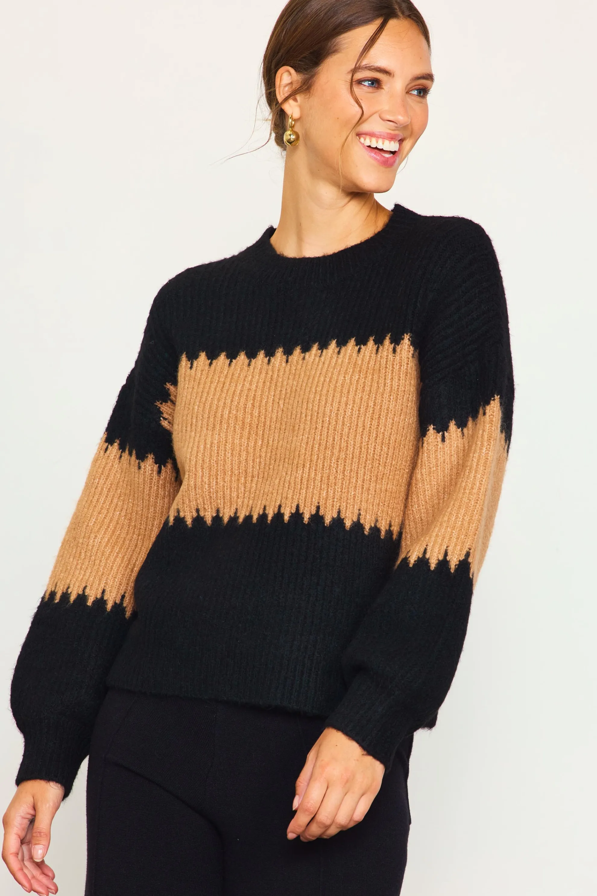 Two Tone Mock Neck Sweater